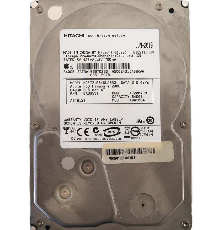 Hitachi HDE721064SLA330 0A39991 BA3064 (5Q0) China 640gb 3.5" Sata HDD 2010 - Image 4 of 4