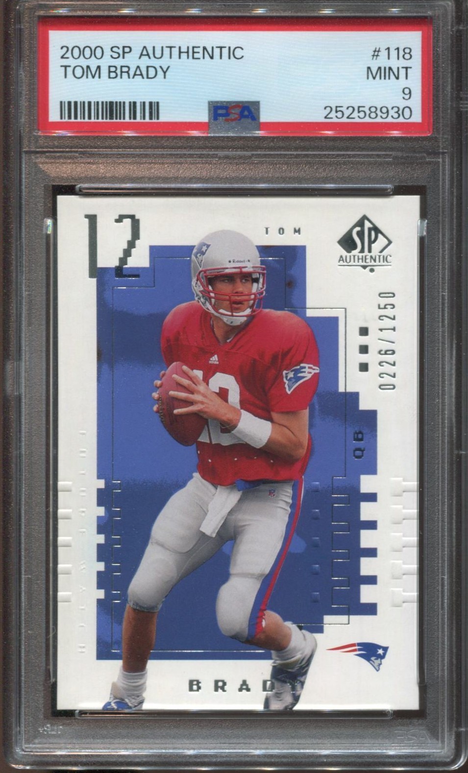 2000 Sp Authentic Tom Brady #118 /1250 ROOKIE RC PSA 9