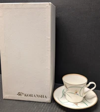 Koransha Cup & Saucer Lot 8 Piece Set Orchid Design Famous Japan Japanese Maker