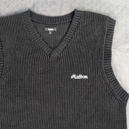 Malbon Golf Sweater Vest Knit Sleeveless Black Embroidered V Neck Men Medium image 3