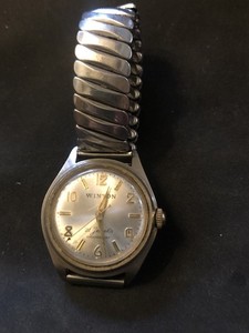 VTG Winton Mechanical Women\'s Hidden Watch‎ Gray Dial Bracelet Band 6\