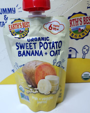 Earth's Best Organic Baby Food Pouches, 6 Months, Sweet Potato, Banana  Oat