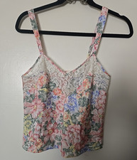 Vintage Victoria s Secret Gold Label Floral Lace Cami Top 80s 90s Satin Sz S
