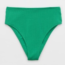 NWT Aerie Crinkle High Waist High Cut Cheeky Bikini Bottom Green - Size XXS
