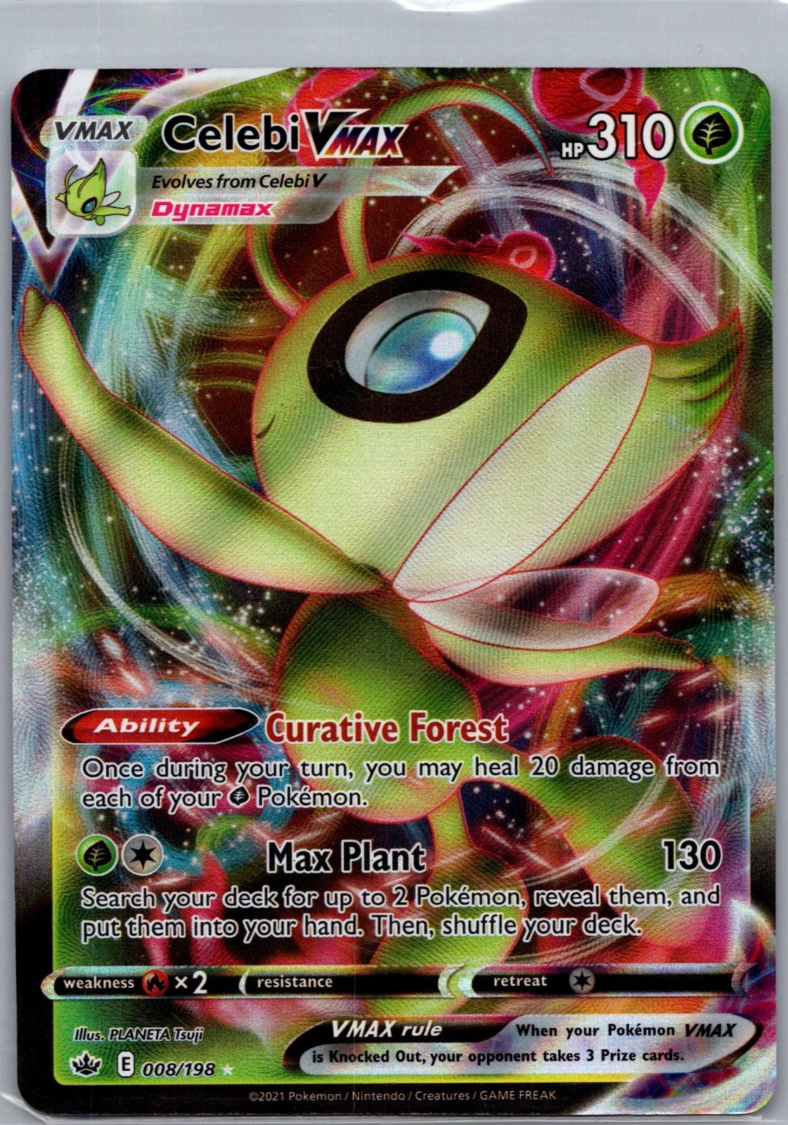Celebi VMAX 008/198 Holo VMAX Rare Chilling Reign Pokemon Near Mint