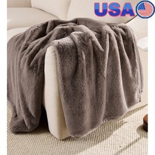 Plush Faux Fur Throw Blanket Adults Teens Cozy Soft Warm Reversible Decor New