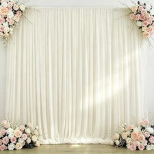 10x10ft Wrinkle Free Ivory Backdrop Curtain for Wedding Parties