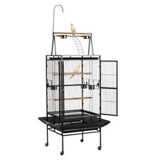 Bird Cage,32.7x31.1x82.7 inch,Open Flat Top,Wrought Iron Bird Flight Cage w/Perc