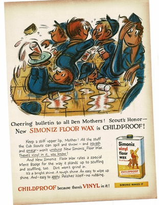 #ad #ad 1959 Simoniz Vinyl Floor Wax Cub Scouts playing art Whitney Darrow Jr Print Ad $9.95