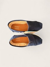 TOMS Kids Alpargata Navy Canvas Slip On Shoes Size 10 New With Box