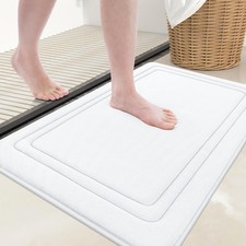 24x16 Inch White Ultra Soft NonSlip Absorbent Memory Foam Bath Mat