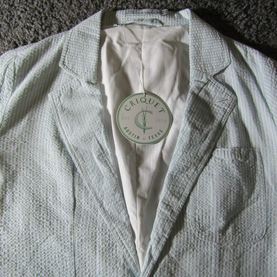 Criquet Suit Jacket Mens XL Seersucker Pimm's Cup Blazer Sport Coat Casual
