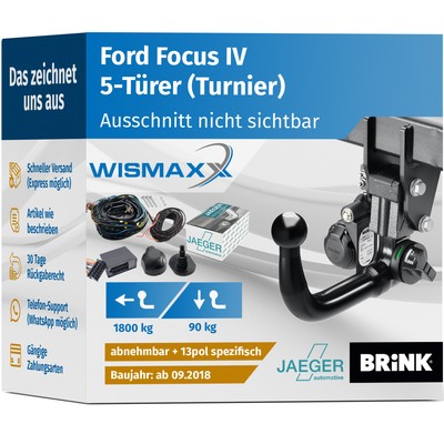 ANHÄNGERKUPPLUNG für Ford Focus IV Turnier HP ab 18 ve. abnehmbar BRINK +ES SPEZ
