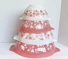 Vintage Pyrex Pink Gooseberry Cinderella Mixing Bowl Set of 4 VERY NICE