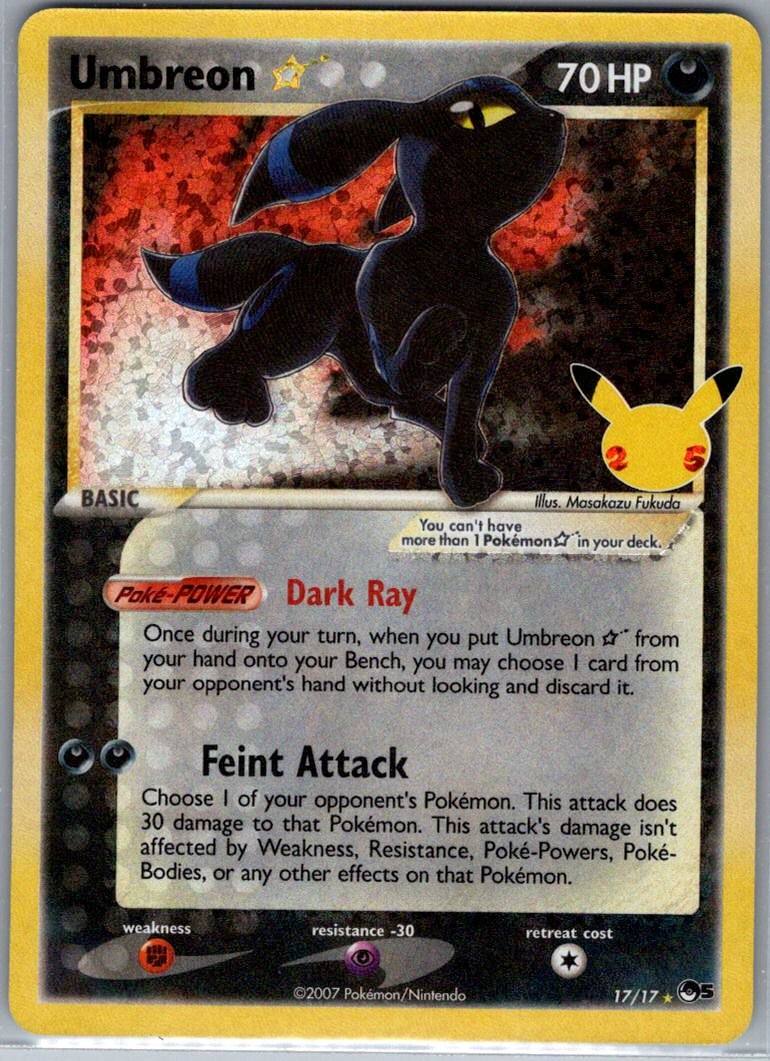 Umbreon Gold Star 17/17 Celebrations: Classic Collection - Pokemon Card - NM