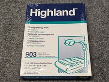 Highland 903 Clear Transparency Film for Copiers 100 Sheets 8 1/2 x 11 NEW