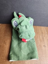 Discontinued IKEA Fantasivarld Green  Red Dragon 10" Hand Puppet Stuffed Animal