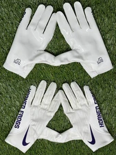 Mens Large Promo Nike Vapor Knit  FG TCU Football Gloves White Skill