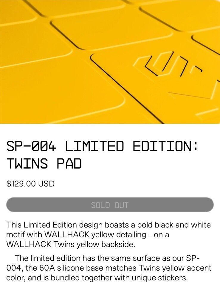 Wallhack SP-004 Limited Edition: Twins Pad‼️Brand New Wallhack SP-004 Limited Edition: Twins Pad‼️Brand New