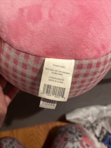 2021 Peeps 17” Easter Bunny Plush Stuffed Animal Rabbit Just Born Pink w/ Plaid - Picture 7 of 8