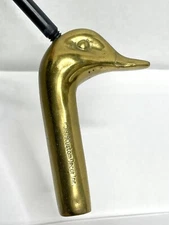 Vintage Brass Duck Head Fireplace Tool Damper Flue Hook