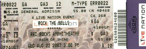 Rock the Bells / NAS - Wu-Tang Vintage Concert Ticket Red Rocks ...