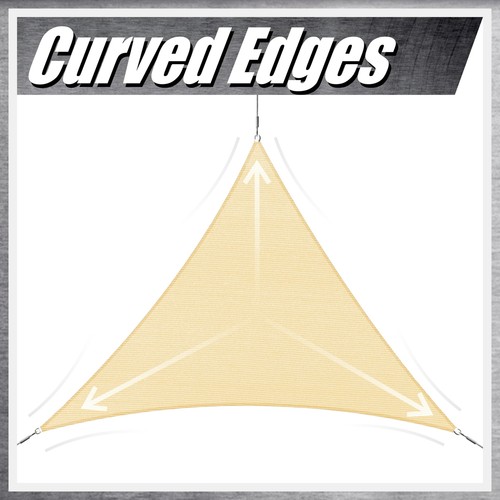 ColourTree Beige Custom Size Triangle Sun Shade Sail Canopy Fabric Outdoor Patio - Picture 7 of 8