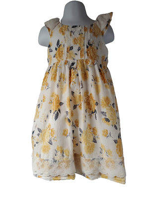 TAHARI Toddler Girl Size 3T Dress Yellow Gray Floral Lace Tulle Lined READ  | eBay