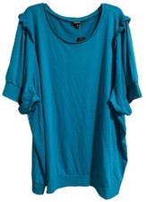 Torrid French Terry Short Sleeve Sweatshirt Blue 6X New Ruffle Cottagecore Solid