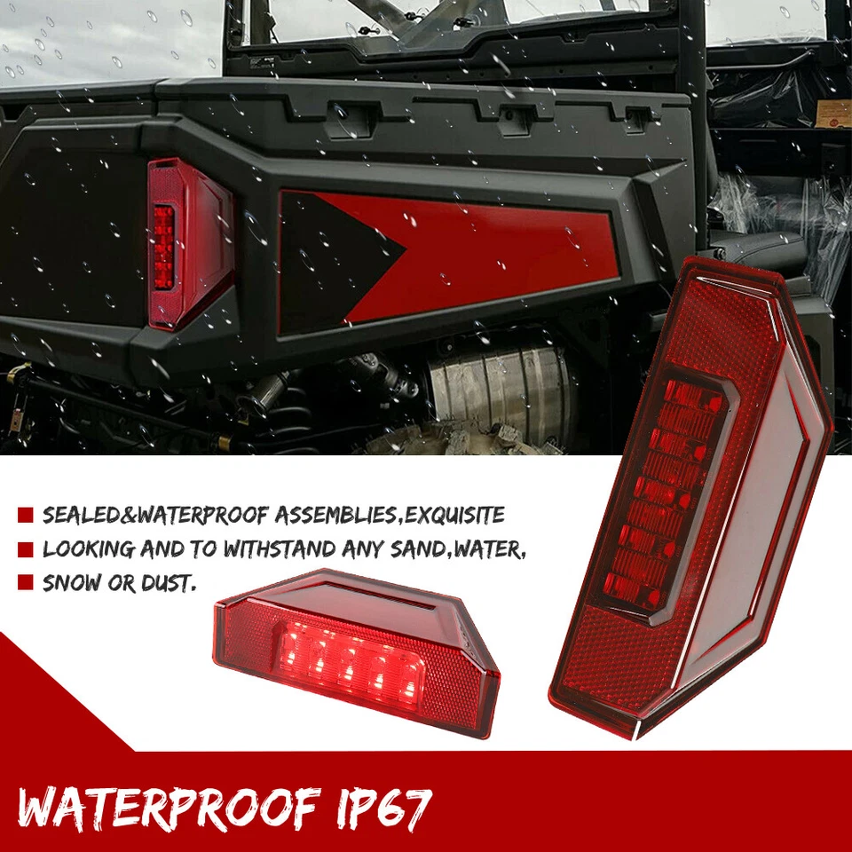 Luces de freno traseras LED UTV lente roja izquierda+derecha para Polaris Ranger 900 XP 1000 2013-20 Foto 4 de 4