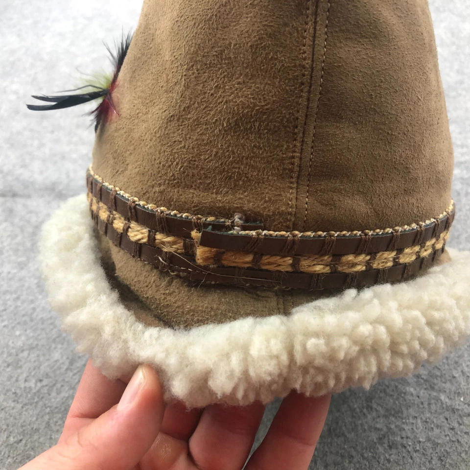 Sombrero de piel de ciervo vintage de gamuza de piel de oveja hecho en Unión EE. UU. pequeño Foto 4 de 4