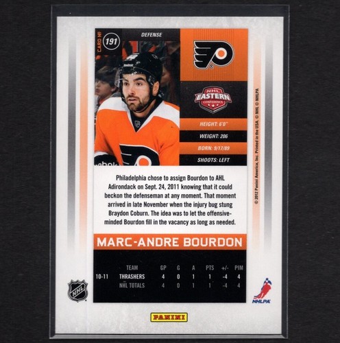 MARC-ANDRE BOURDON 2011-12 Panini Contenders Hockey Rookie RC Card 106/999 #191 - Picture 2 of 2