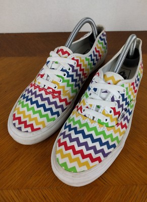 VANS Off the Wall Rainbow Zig Zag Shoes Women Size 10.5 Striped Sneakers Skater