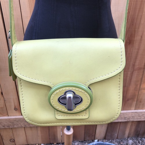 Coach Drifter Shoulder Crossbody Bag Lime Green Turn Lock - Picture 2 of 23