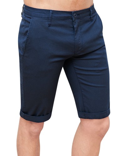 Pantaloni corti uomo casual blu scuro shorts bermuda slim fit in micro fantasia - Photo 3/4