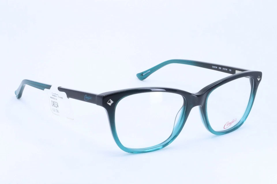 Monturas de anteojos Candie's CA0134 verde azulado cuadrado para mujer con borde completo 51-16-135 Foto 2 de 4