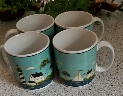 Coastal Breeze Warren Kimble 1998 Set Of 4 Mugs