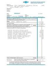 Corvette 1968-72 Custom Reproduction Dealer Manufacturer’s Retail Window Sticker