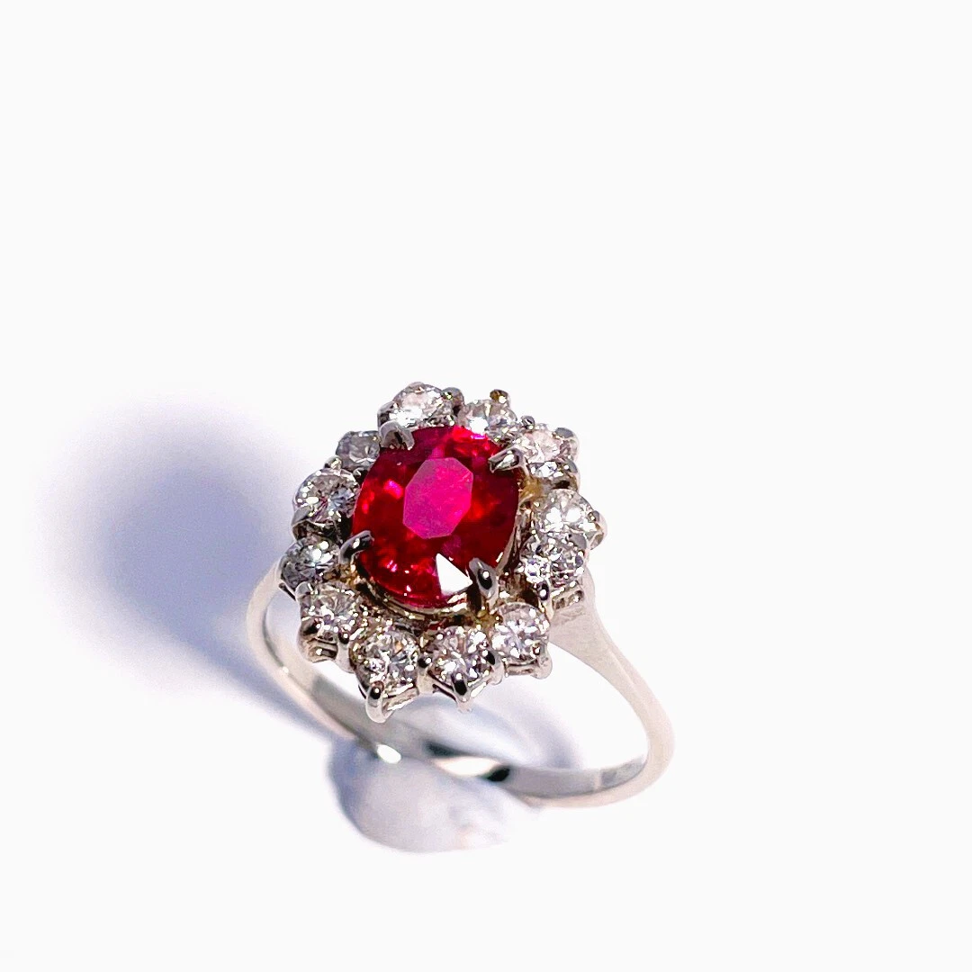 Ruby surrounded by diamonds ring deals