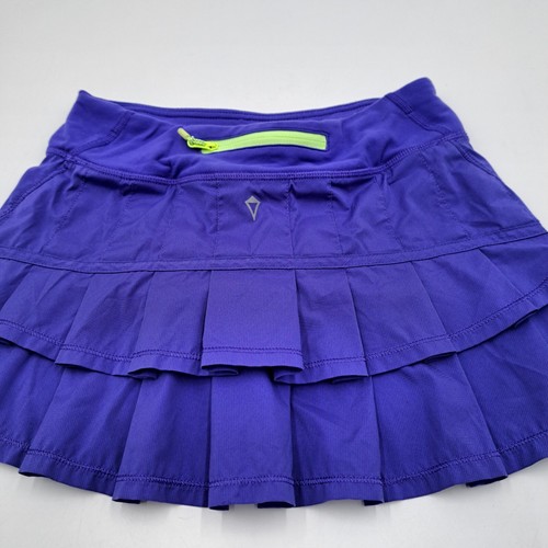 Ivivva by Lululemon Skort Girls 12 Purple Lined Tennis Zip Pocket Elastic Waist - Picture 8 of 10
