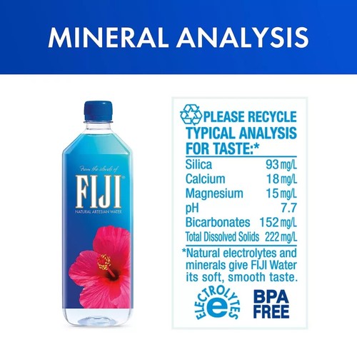 FIJI Natural Artesian Water 33.8 Fl Ounce Bottle Pack of 12 - Picture 2 of 4