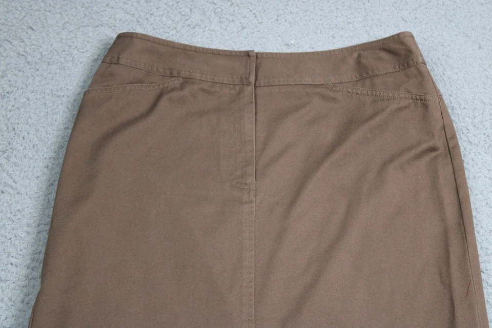 Falda Raphaella Petites Mujer 8P Marrón Lápiz Carrera Frontal Cremallera Midi Algodón Foto 2 de 4