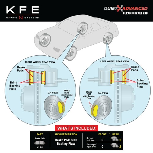 Juego de pastillas de freno de disco de cerámica trasera para 07-20 Toyota Camry 06-18 Rav4 Avalon ES350 - Imagen 2 de 2
