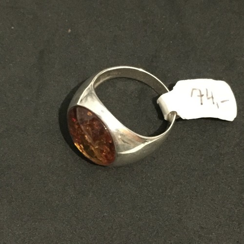 Ring aus Silber Bernstein. Größe 21. 19,5 mm . Ca 6 Gramm - Bild 3 von 3
