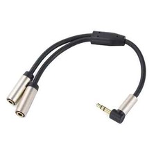 0.5FT 3.5mm 1/8" Male to Dual Female Y Splitter Stereo Audio Adapter Gold