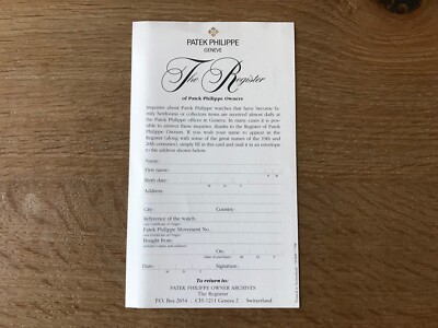 Registro Propietarios PATEK PHILIPPE Owners Register - Livre D'Or 1998 - Watches