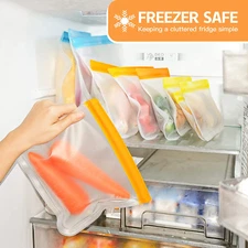 Food Storage Zip lock Silicone Bags Leak Proof Reusable Freezer BPA Free 10 Pack