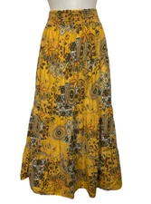 Pure Energy Long Boho Skirt Plus Size 2X Tiered Golden Yellow Prairie Gypsy Maxi