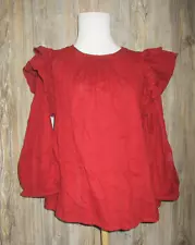 Universal Thread Womens Top Sz Small Red Long Slv Ruffle Goth Medieaval Festival