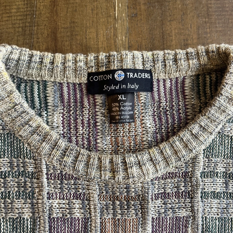 Cotton Traders Sweater * Coogi Bill Cosby Style* Mens XL multicolored Vintage - Image 3 of 4